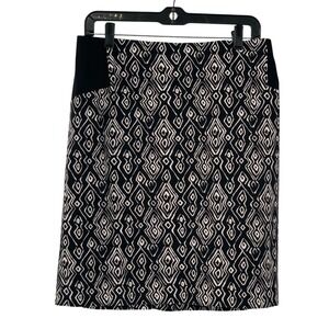 Chico's Women's Tribal Lux Pencil Skirt Black/White Geometric Size‎ 1/Medium